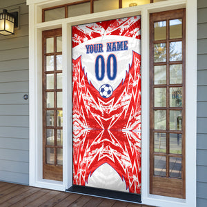 Custom Haiti Football Champions Door Cover Haitian Soccer Fan - Tanbou Drums Tropical Flowers
