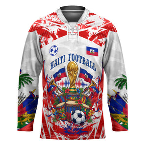 Custom Haiti Football Champions Hockey Jersey Haitian Soccer Fan - Tanbou Drums Tropical Flowers
