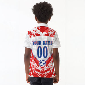 Custom Haiti Football Champions Kid Polo Shirt Haitian Soccer Fan - Tanbou Drums Tropical Flowers
