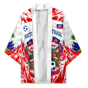 Custom Haiti Football Champions Kimono Haitian Soccer Fan - Tanbou Drums Tropical Flowers