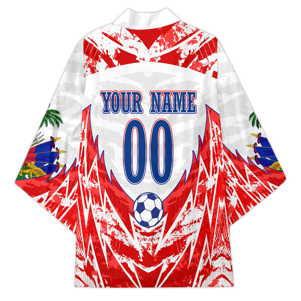 Custom Haiti Football Champions Kimono Haitian Soccer Fan - Tanbou Drums Tropical Flowers