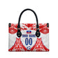 Custom Haiti Football Champions Leather Bag Haitian Soccer Fan - Tanbou Drums Tropical Flowers