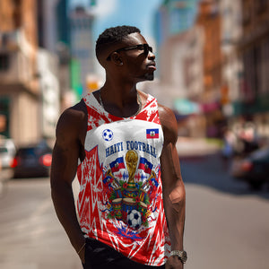 Custom Haiti Football Champions Men Tank Top Haitian Soccer Fan - Tanbou Drums Tropical Flowers