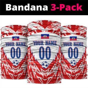 Custom Haiti Football Champions Neck Gaiter Haitian Soccer Fan - Tanbou Drums Tropical Flowers