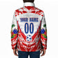 Custom Haiti Football Champions Padded Jacket Haitian Soccer Fan - Tanbou Drums Tropical Flowers