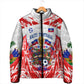 Custom Haiti Football Champions Padded Jacket Haitian Soccer Fan - Tanbou Drums Tropical Flowers