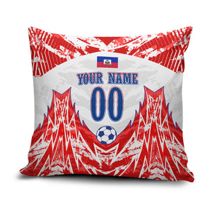 Custom Haiti Football Champions Pillow Cover Haitian Soccer Fan - Tanbou Drums Tropical Flowers