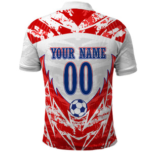 Custom Haiti Football Champions Polo Shirt Haitian Soccer Fan - Tanbou Drums Tropical Flowers