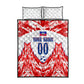 Custom Haiti Football Champions Quilt Bed Set Haitian Soccer Fan - Tanbou Drums Tropical Flowers