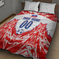 Custom Haiti Football Champions Quilt Bed Set Haitian Soccer Fan - Tanbou Drums Tropical Flowers