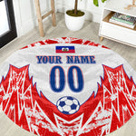 Custom Haiti Football Champions Round Carpet Haitian Soccer Fan - Tanbou Drums Tropical Flowers