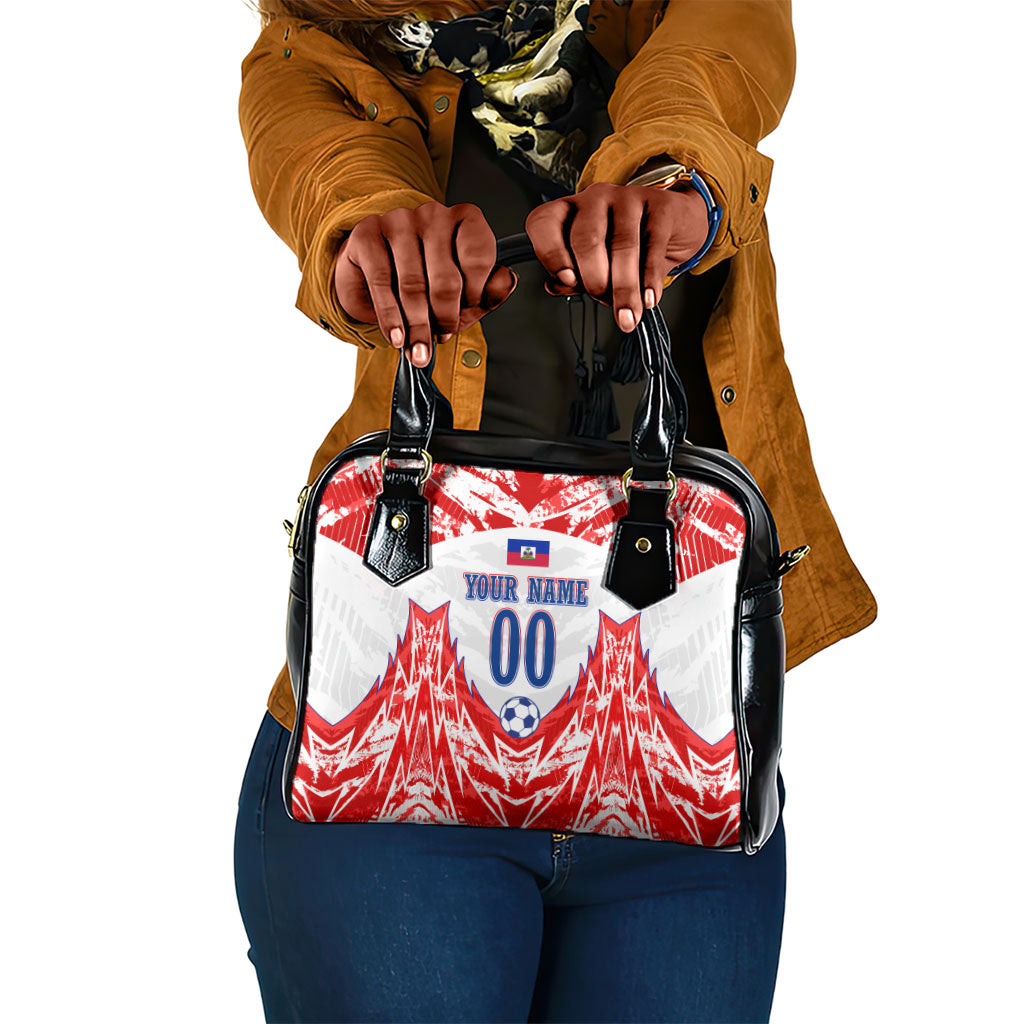 Custom Haiti Football Champions Shoulder Handbag Haitian Soccer Fan - Tanbou Drums Tropical Flowers