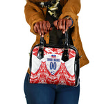 Custom Haiti Football Champions Shoulder Handbag Haitian Soccer Fan - Tanbou Drums Tropical Flowers