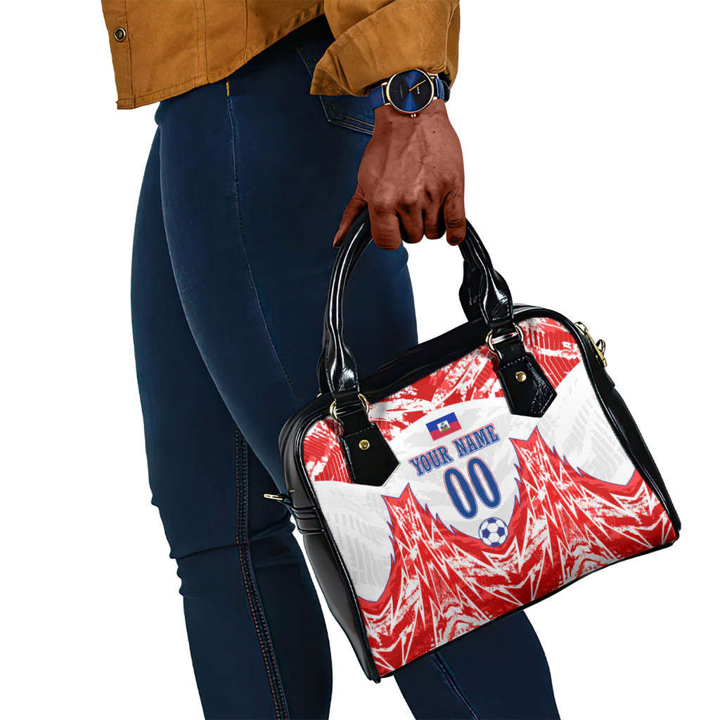 Custom Haiti Football Champions Shoulder Handbag Haitian Soccer Fan - Tanbou Drums Tropical Flowers