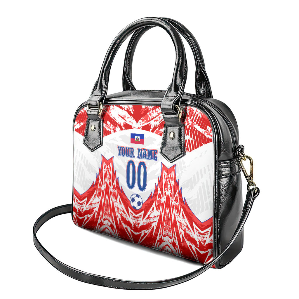 Custom Haiti Football Champions Shoulder Handbag Haitian Soccer Fan - Tanbou Drums Tropical Flowers