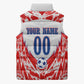 Custom Haiti Football Champions Sleeveless Puffer Jacket Haitian Soccer Fan - Tanbou Drums Tropical Flowers