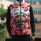 Custom Haiti Football Champions Sleeveless Puffer Jacket Haitian Soccer Fan - Tanbou Drums Tropical Flowers