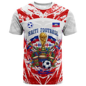 Custom Haiti Football Champions T shirt Haitian Soccer Fan - Tanbou Drums Tropical Flowers