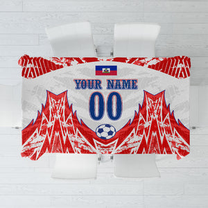 Custom Haiti Football Champions Tablecloth Haitian Soccer Fan - Tanbou Drums Tropical Flowers