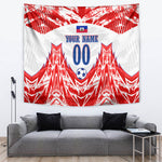 Custom Haiti Football Champions Tapestry Haitian Soccer Fan - Tanbou Drums Tropical Flowers