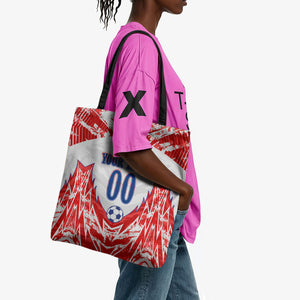 Custom Haiti Football Champions Tote Bag Haitian Soccer Fan - Tanbou Drums Tropical Flowers