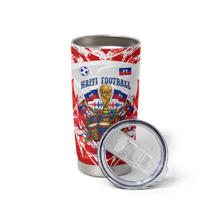Custom Haiti Football Champions Tumbler Cup Haitian Soccer Fan - Tanbou Drums Tropical Flowers