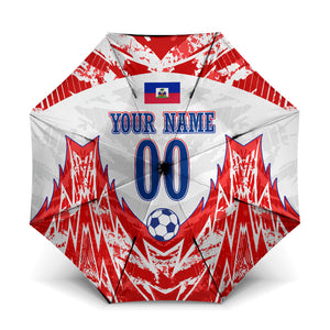 Custom Haiti Football Champions Umbrella Haitian Soccer Fan - Tanbou Drums Tropical Flowers