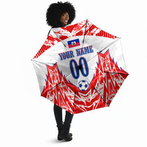 Custom Haiti Football Champions Umbrella Haitian Soccer Fan - Tanbou Drums Tropical Flowers