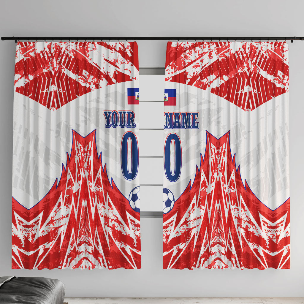 Custom Haiti Football Champions Window Curtain Haitian Soccer Fan - Tanbou Drums Tropical Flowers