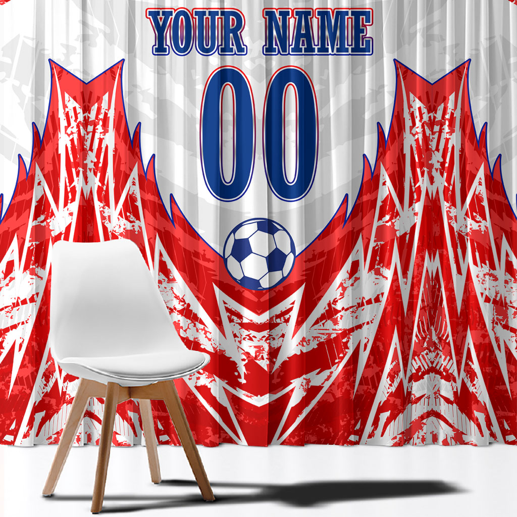 Custom Haiti Football Champions Window Curtain Haitian Soccer Fan - Tanbou Drums Tropical Flowers
