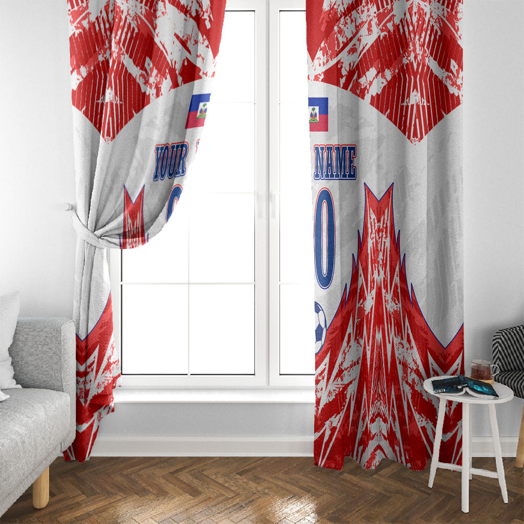 Custom Haiti Football Champions Window Curtain Haitian Soccer Fan - Tanbou Drums Tropical Flowers