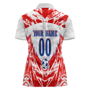 Custom Haiti Football Champions Women Polo Shirt Haitian Soccer Fan - Tanbou Drums Tropical Flowers