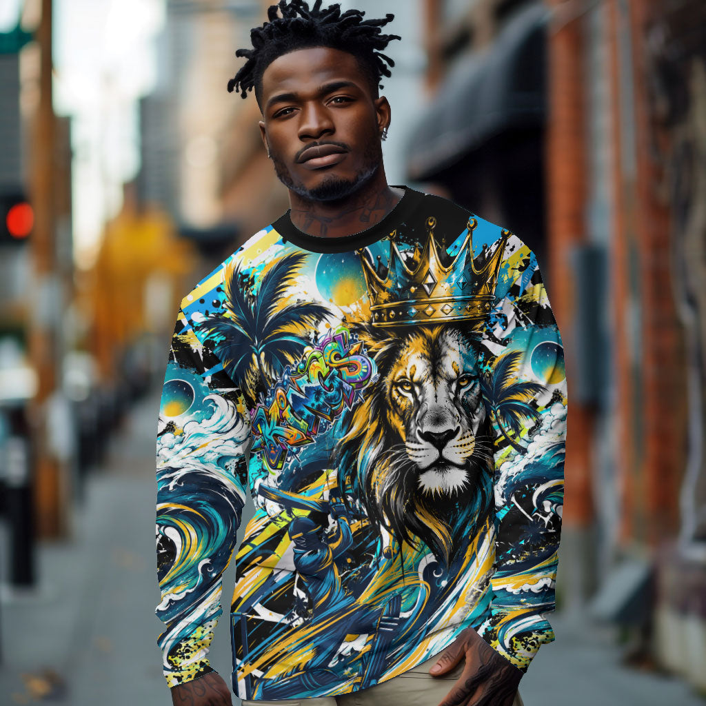Saint Lucia Kings Cricket Long Sleeve Shirt Born To Lead Caribbean Cricket Graffiti Splash Art