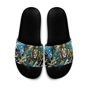 Saint Lucia Kings Cricket Slide Sandals Born To Lead Caribbean Cricket Graffiti Splash Art
