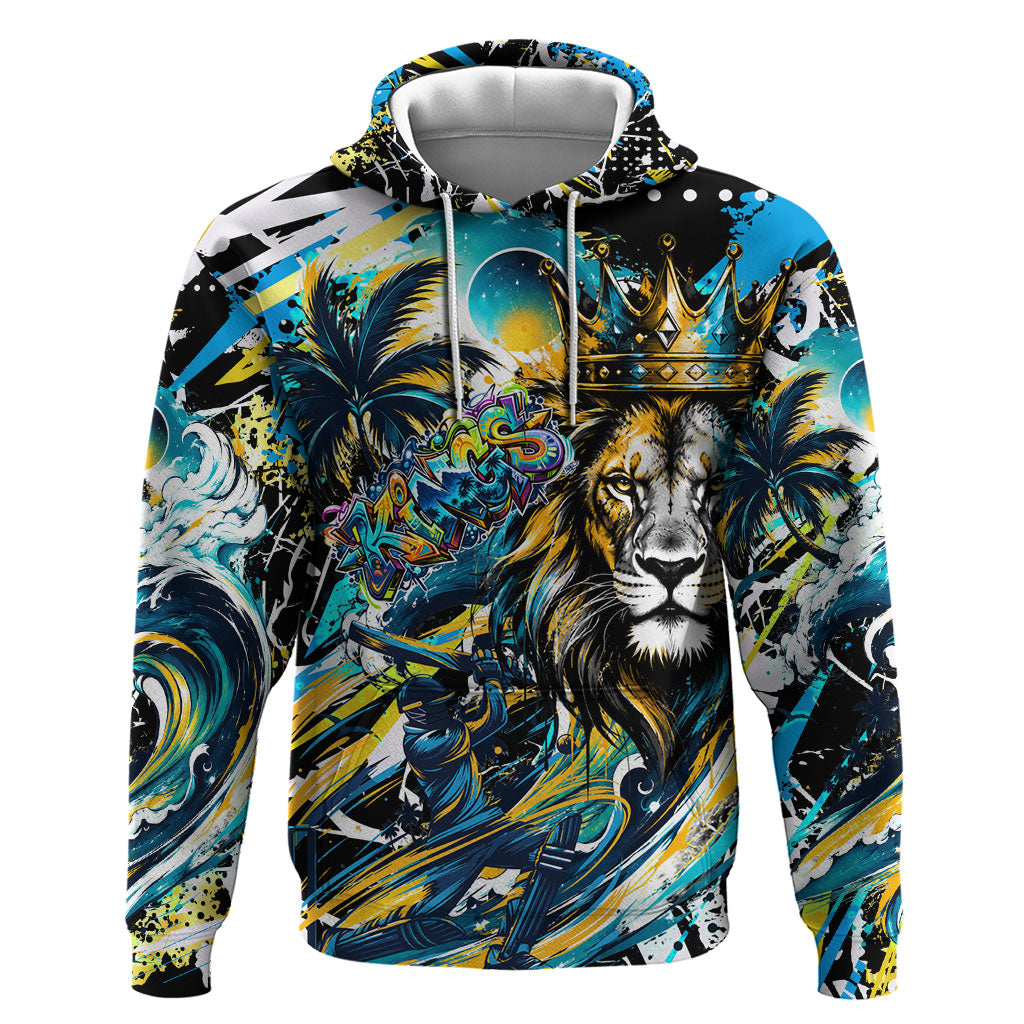 Saint Lucia Kings Cricket Zip Hoodie Born To Lead Caribbean Cricket Graffiti Splash Art