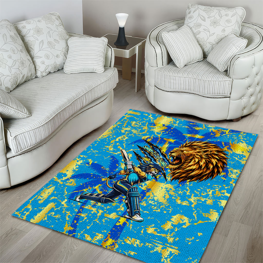 Saint Lucia Cricket Area Rug Kings Lion Unstoppable Mascot Art