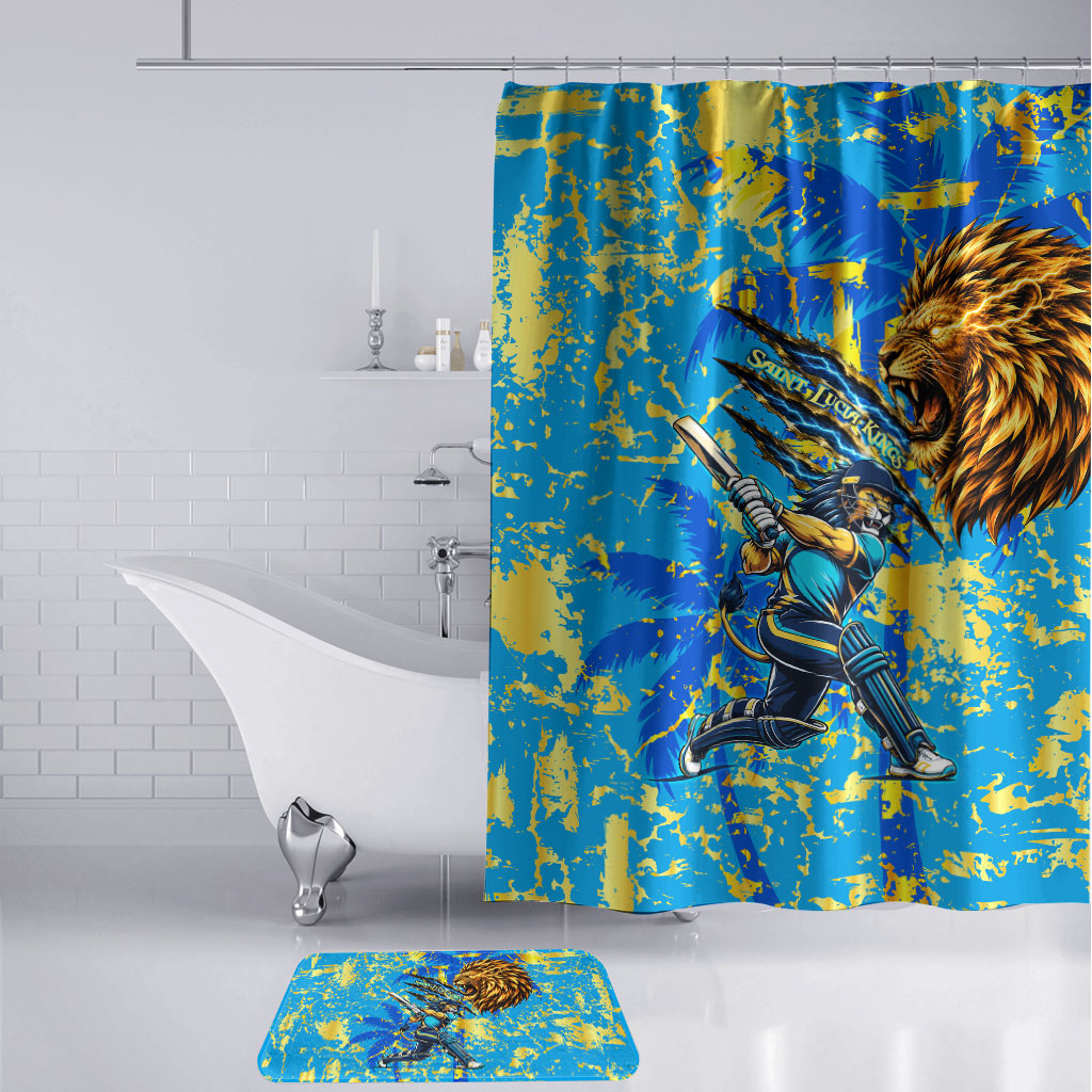 Saint Lucia Cricket Bathroom Set Kings Lion Unstoppable Mascot Art