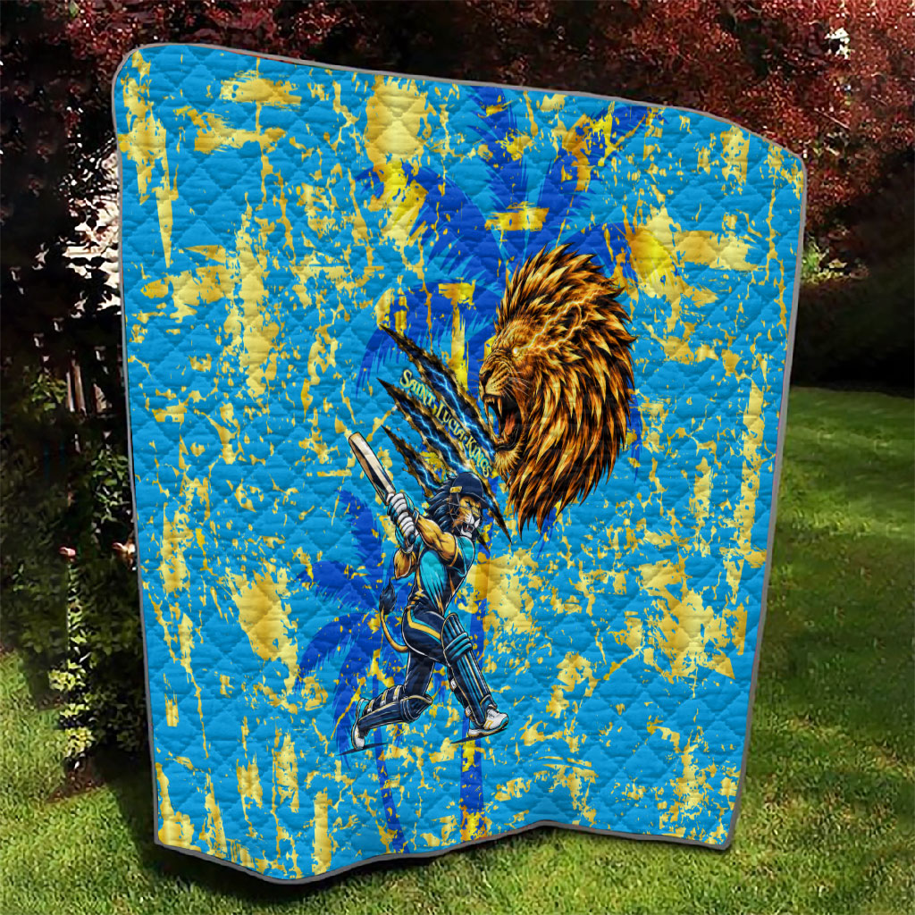Saint Lucia Cricket Quilt Kings Lion Unstoppable Mascot Art