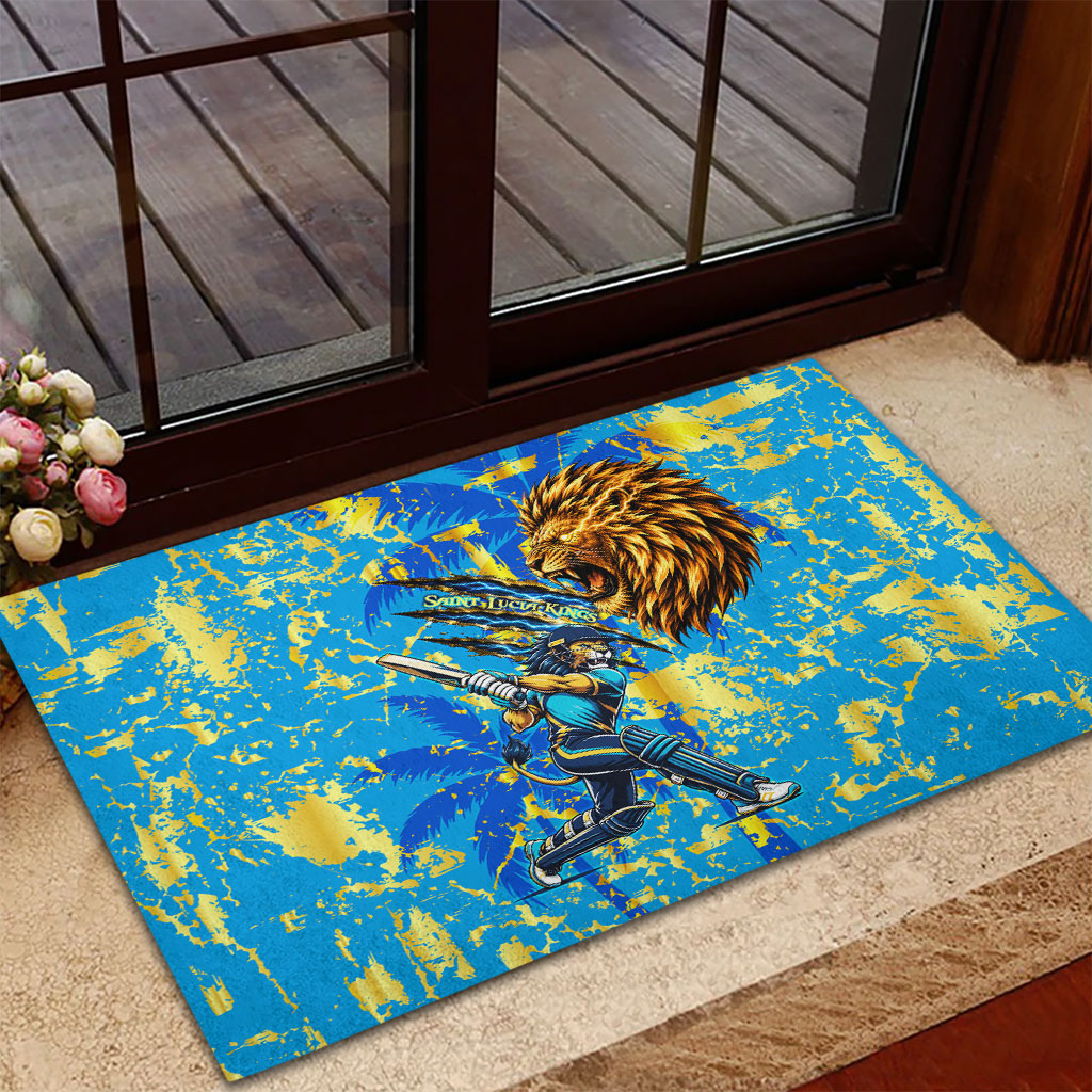 Saint Lucia Cricket Rubber Doormat Kings Lion Unstoppable Mascot Art