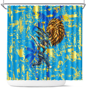 Saint Lucia Cricket Shower Curtain Kings Lion Unstoppable Mascot Art
