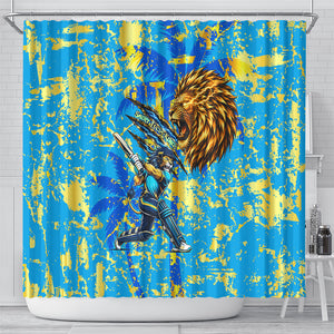 Saint Lucia Cricket Shower Curtain Kings Lion Unstoppable Mascot Art