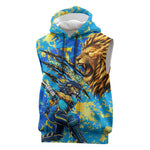 Saint Lucia Cricket Sleeveless Hoodie Kings Lion Unstoppable Mascot Art
