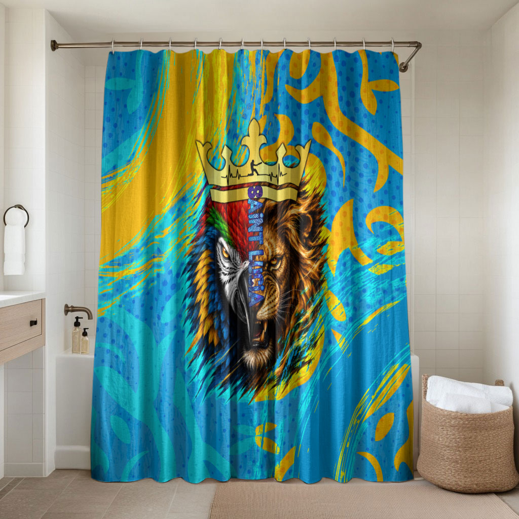 Saint Lucia Kings Cricket Bathroom Set Crowned Lion And Parrot Half Style