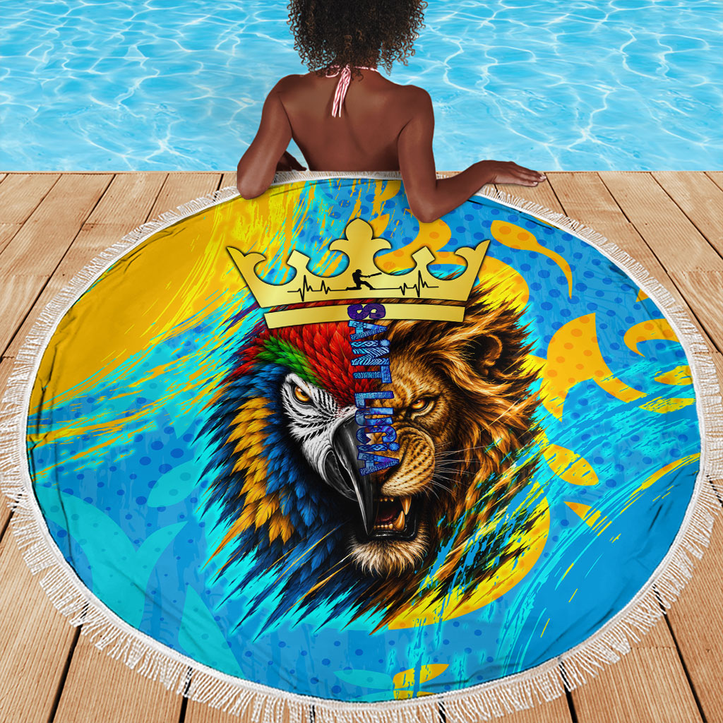 Saint Lucia Kings Cricket Beach Blanket Crowned Lion And Parrot Half Style
