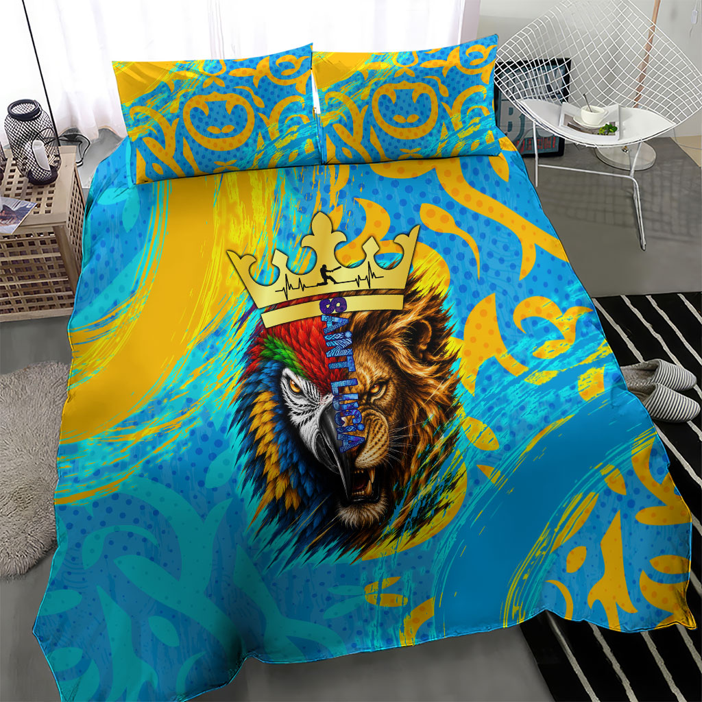 Saint Lucia Kings Cricket Bedding Set Crowned Lion And Parrot Half Style