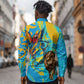 Saint Lucia Kings Cricket Long Sleeve Button Shirt Crowned Lion And Parrot Half Style