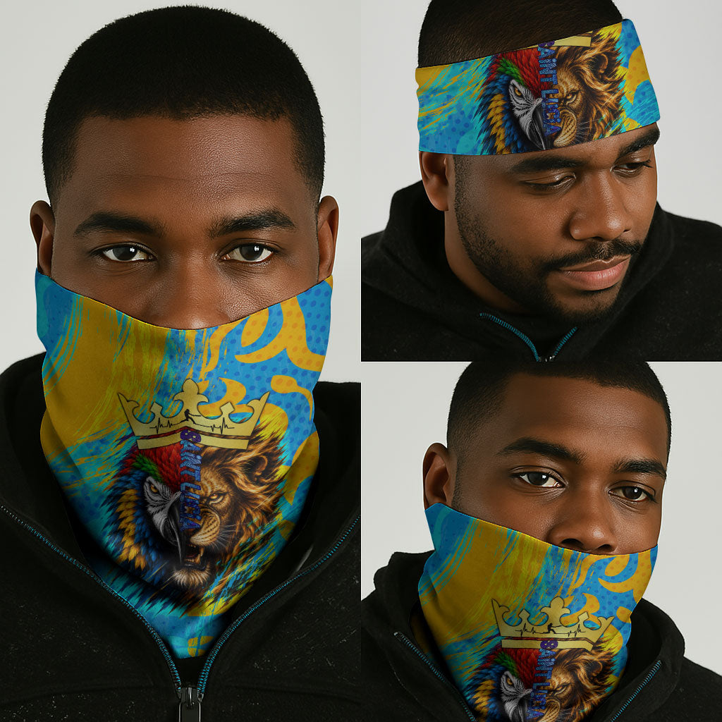 Saint Lucia Kings Cricket Neck Gaiter Crowned Lion And Parrot Half Style