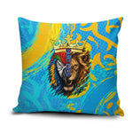 Saint Lucia Kings Cricket Pillow Cover Crowned Lion And Parrot Half Style