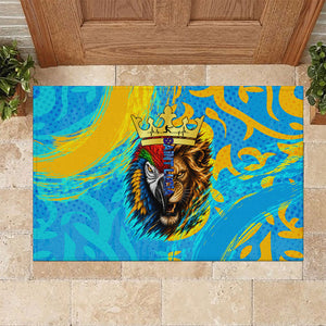 Saint Lucia Kings Cricket Rubber Doormat Crowned Lion And Parrot Half Style