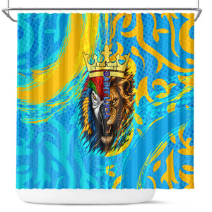 Saint Lucia Kings Cricket Shower Curtain Crowned Lion And Parrot Half Style